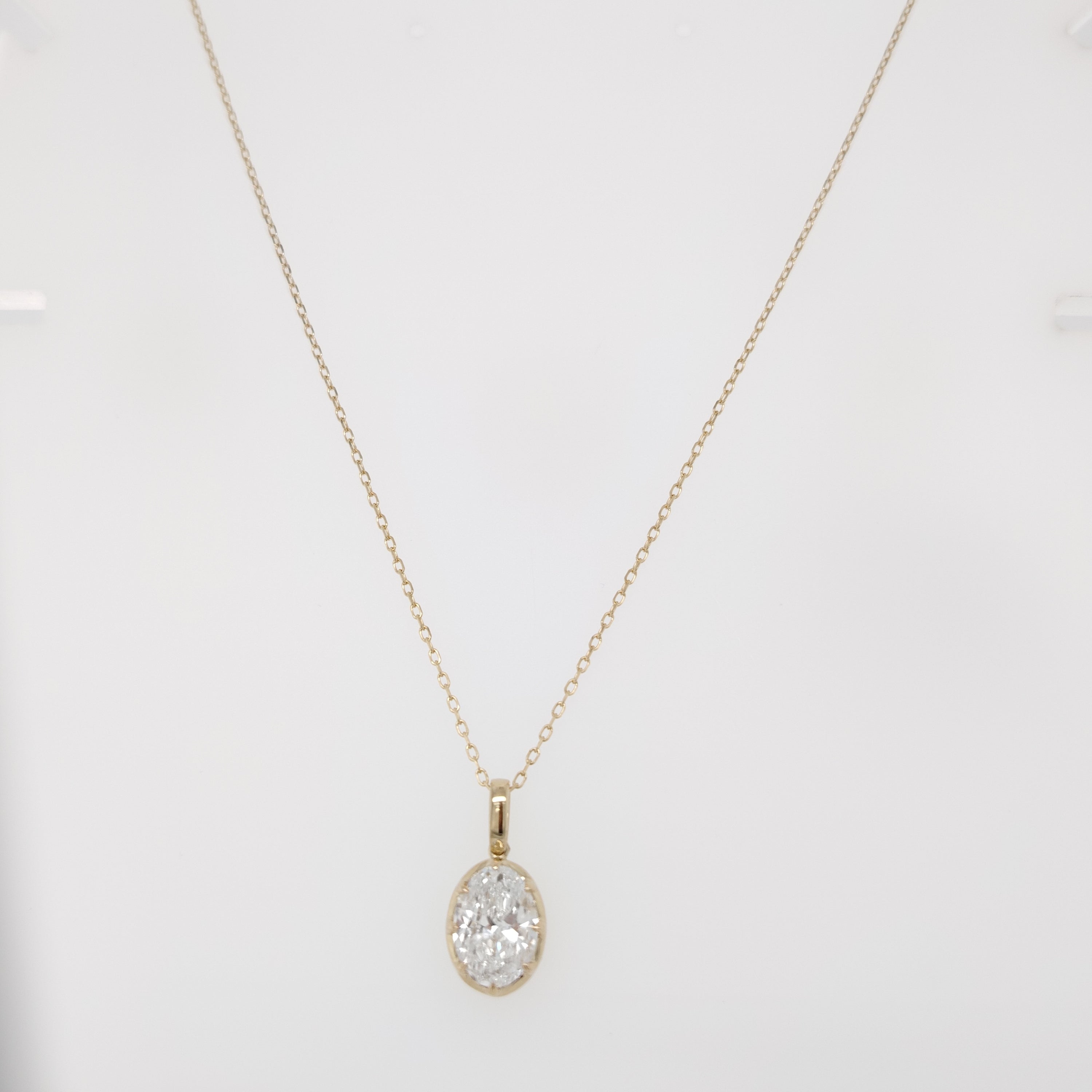 Oval Solitaire Diamond Pendant