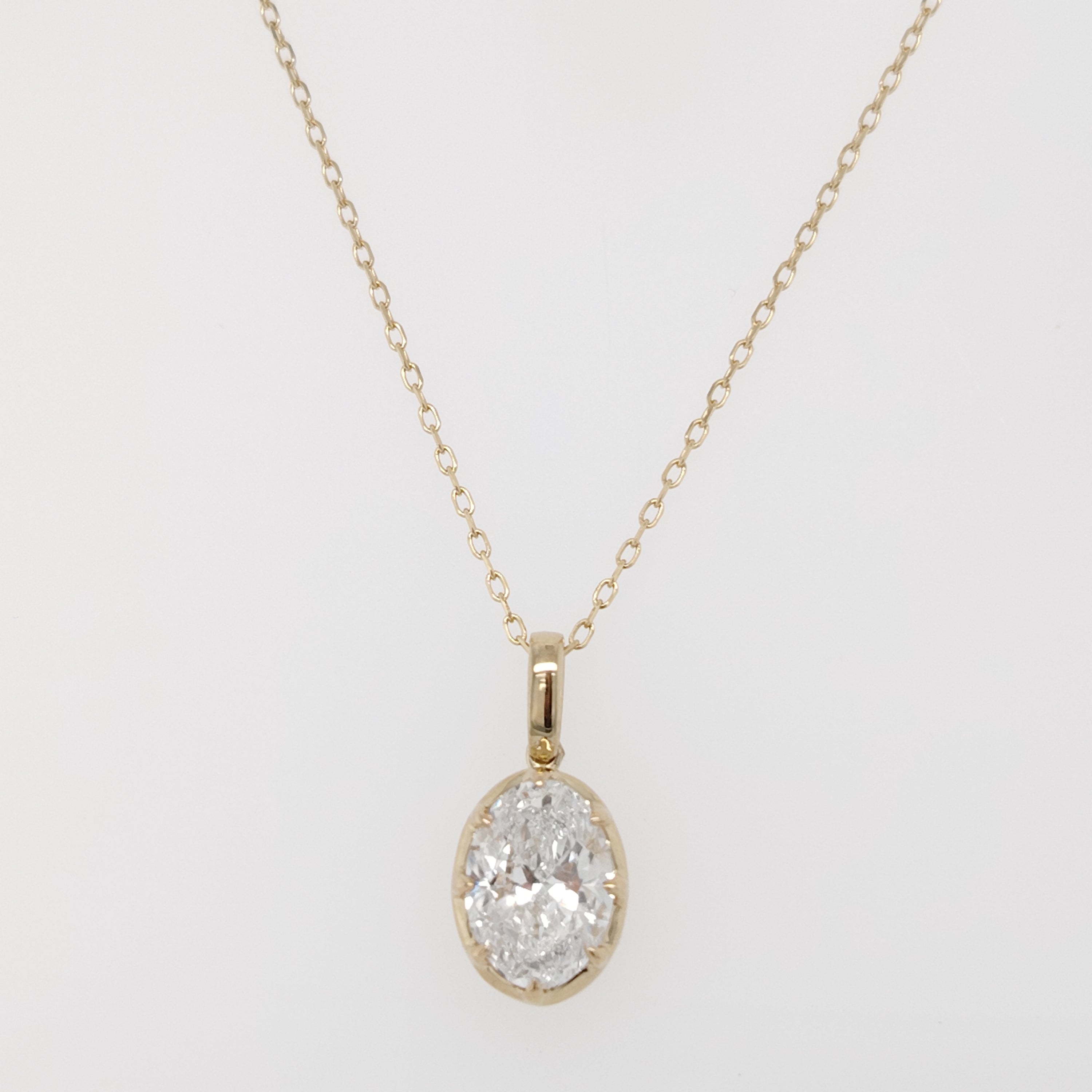 Oval Solitaire Diamond Pendant