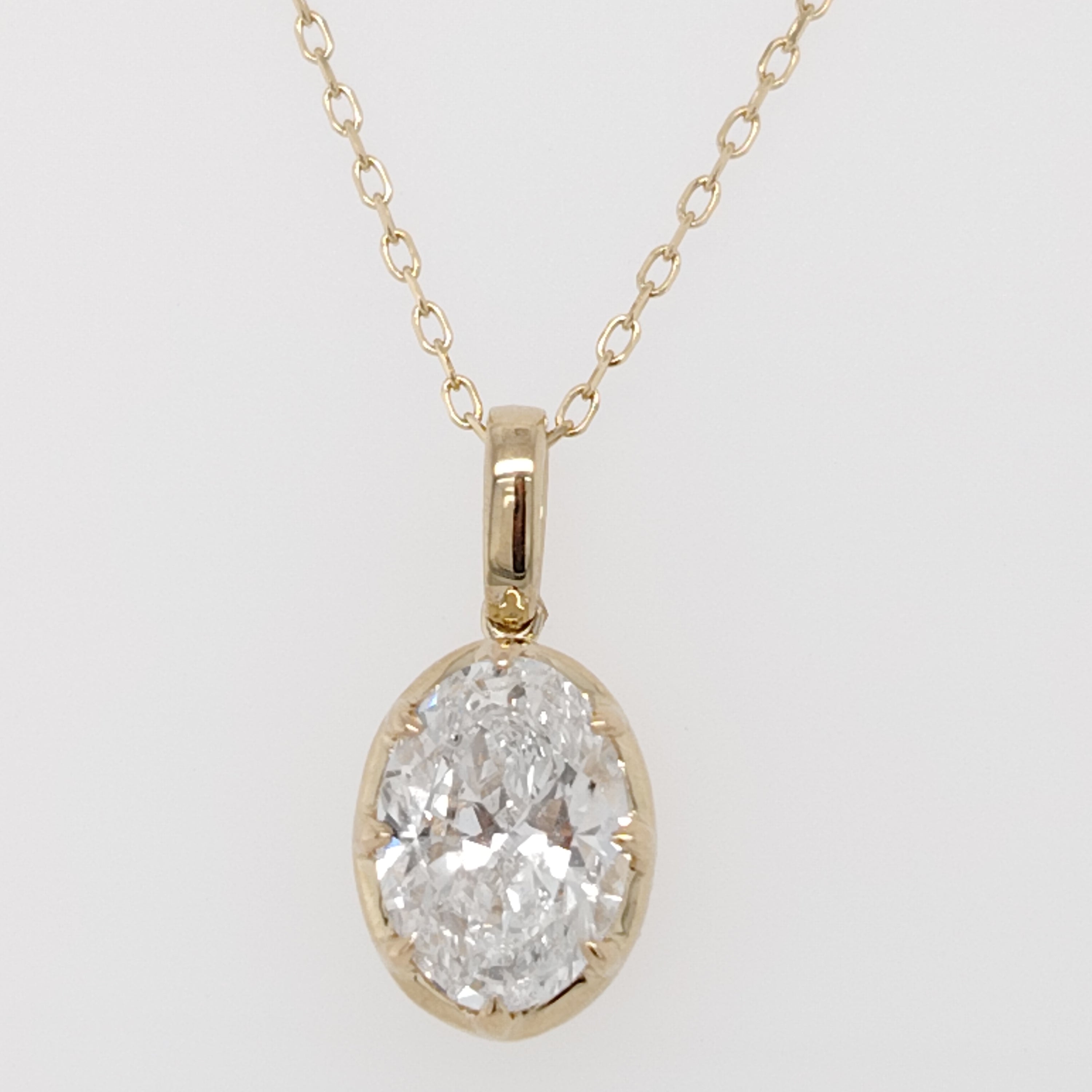 Oval Solitaire Diamond Pendant