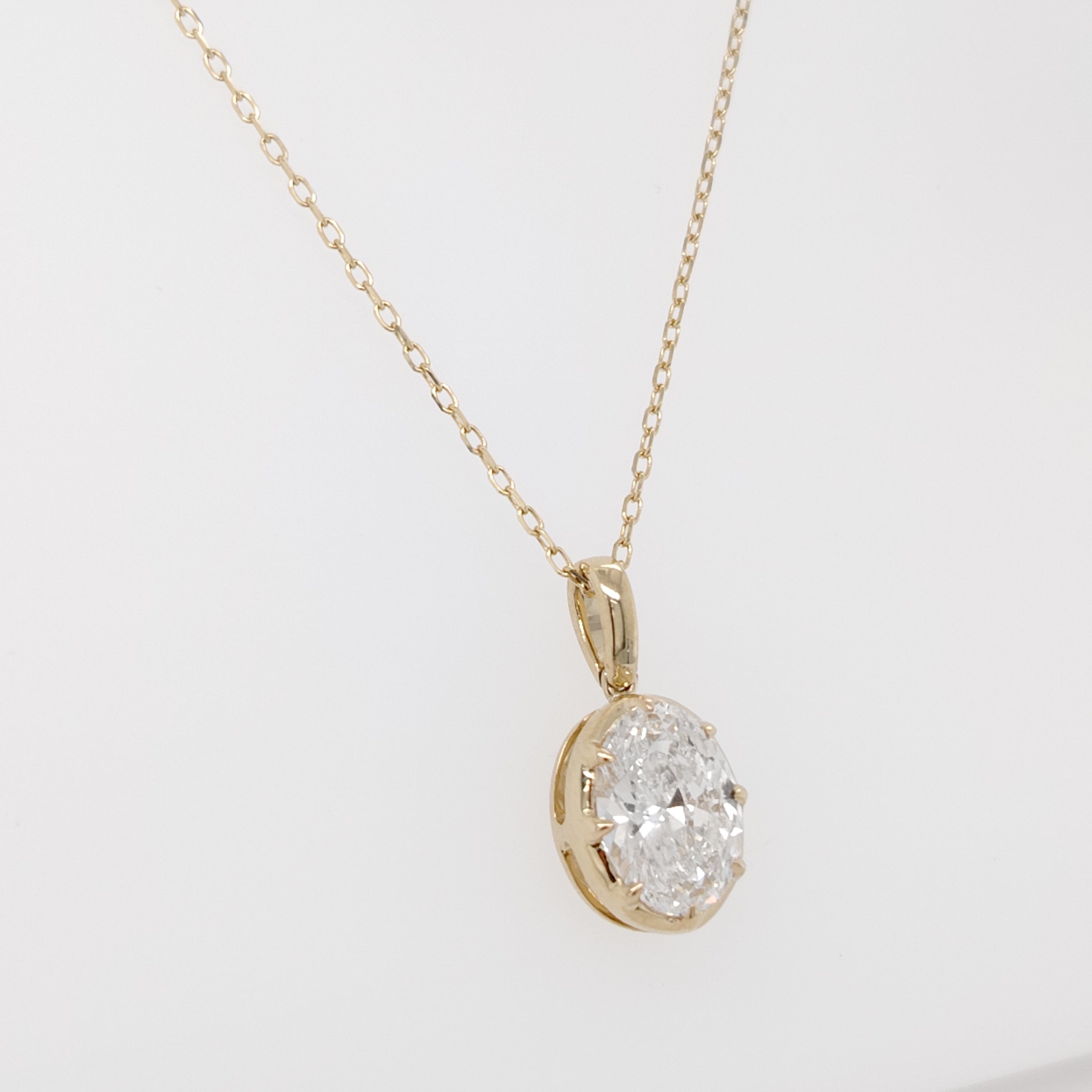 Oval Solitaire Diamond Pendant