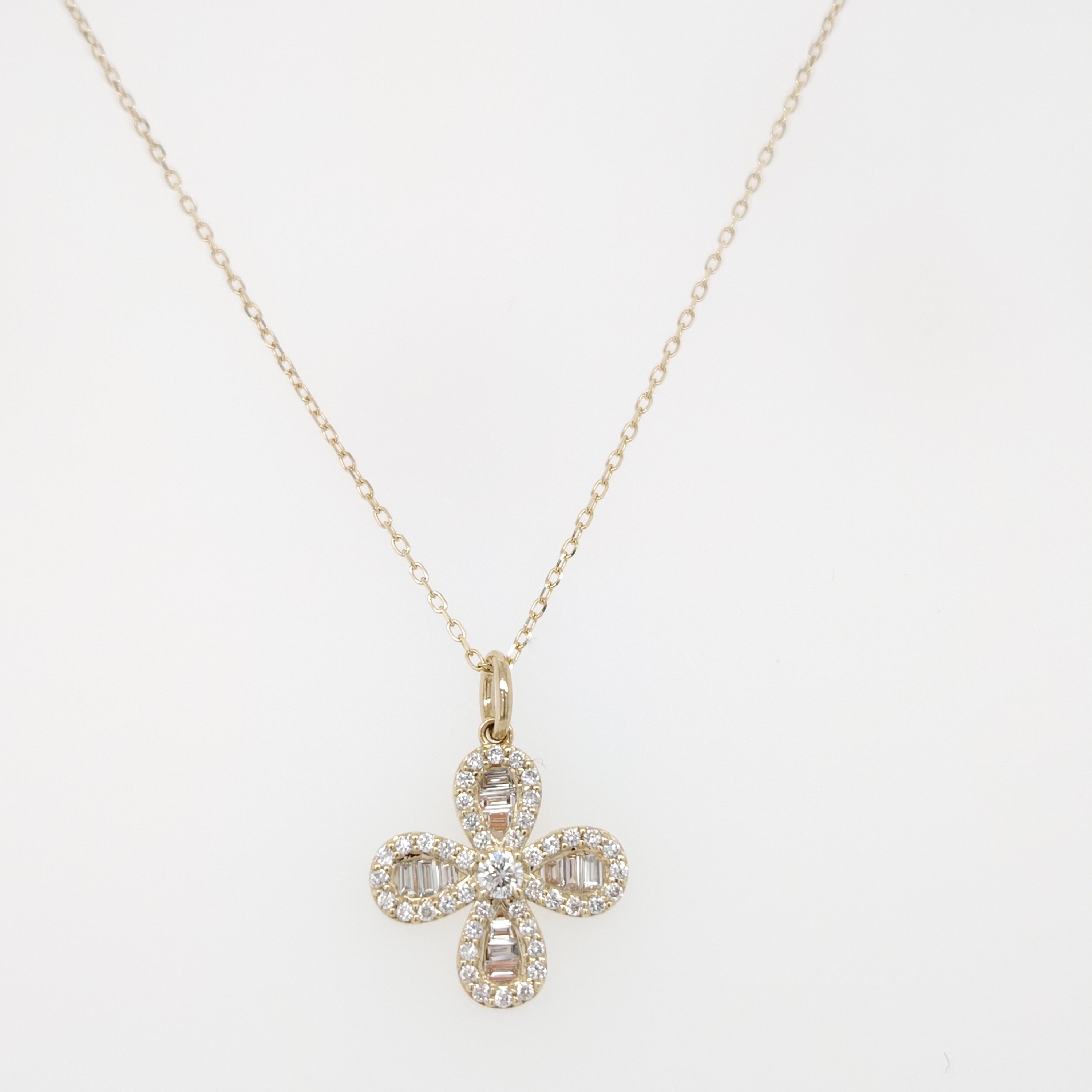 Baguette Clover Diamond Pendant