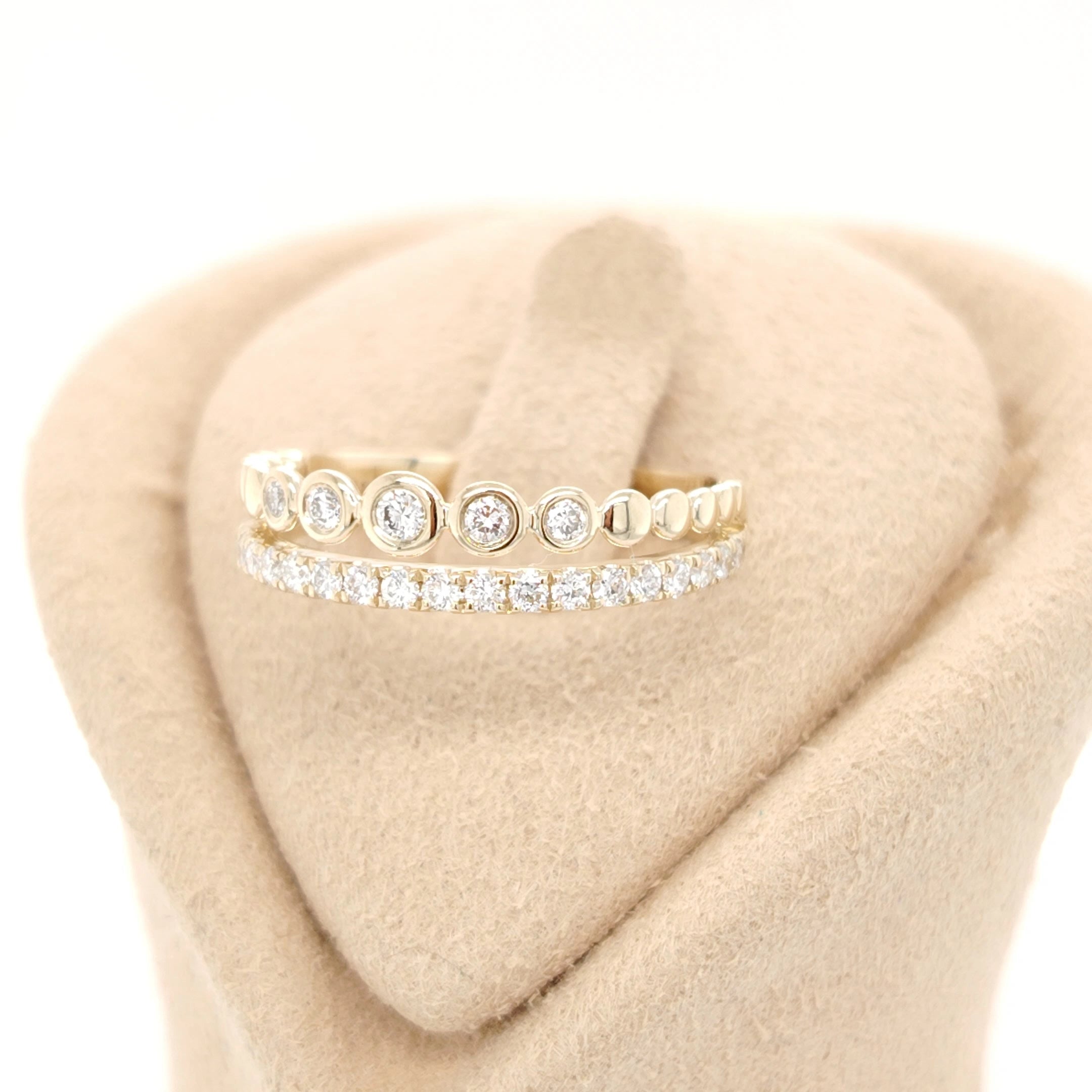 Double Row Bezel & Pavé Diamond Ring