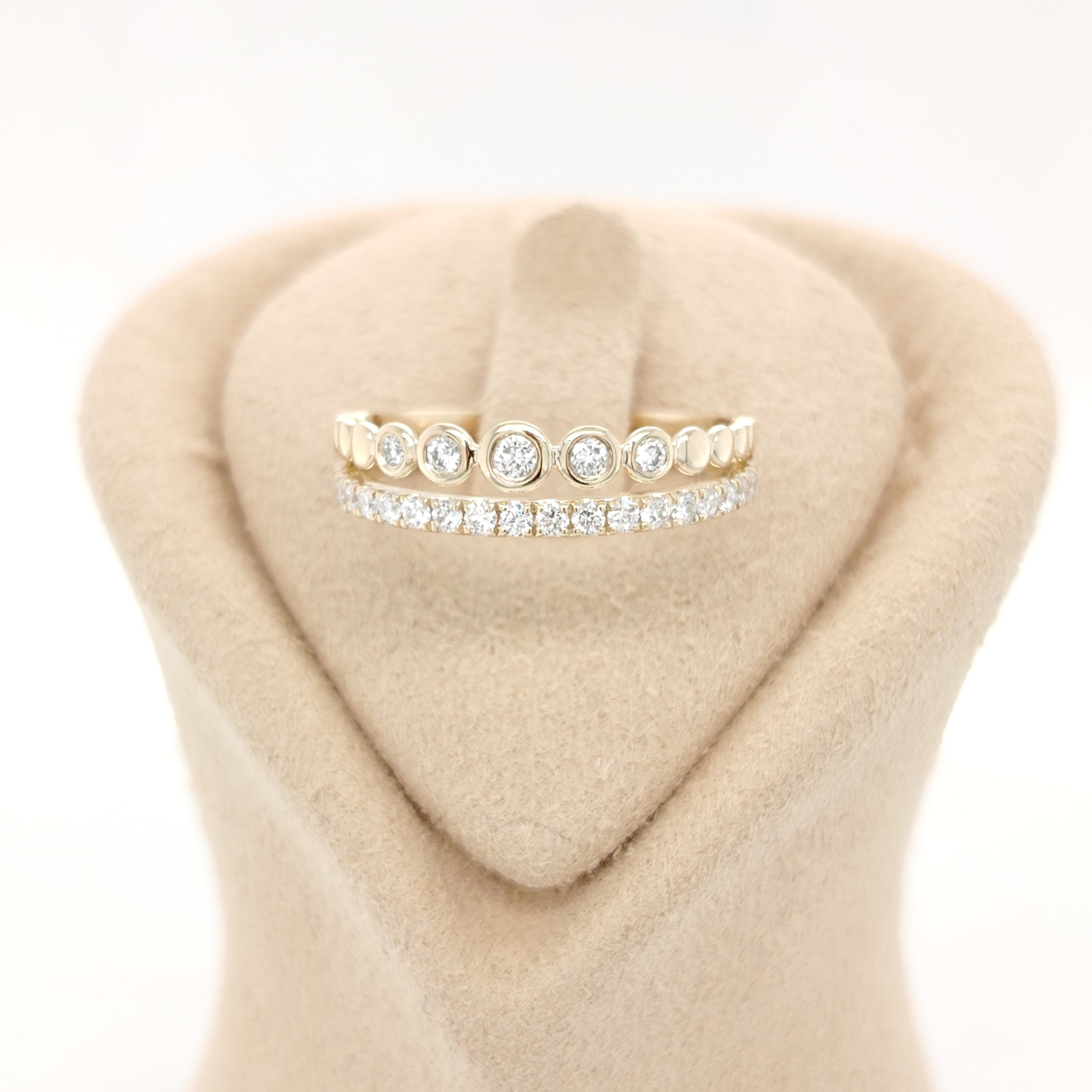 Double Row Bezel & Pavé Diamond Ring
