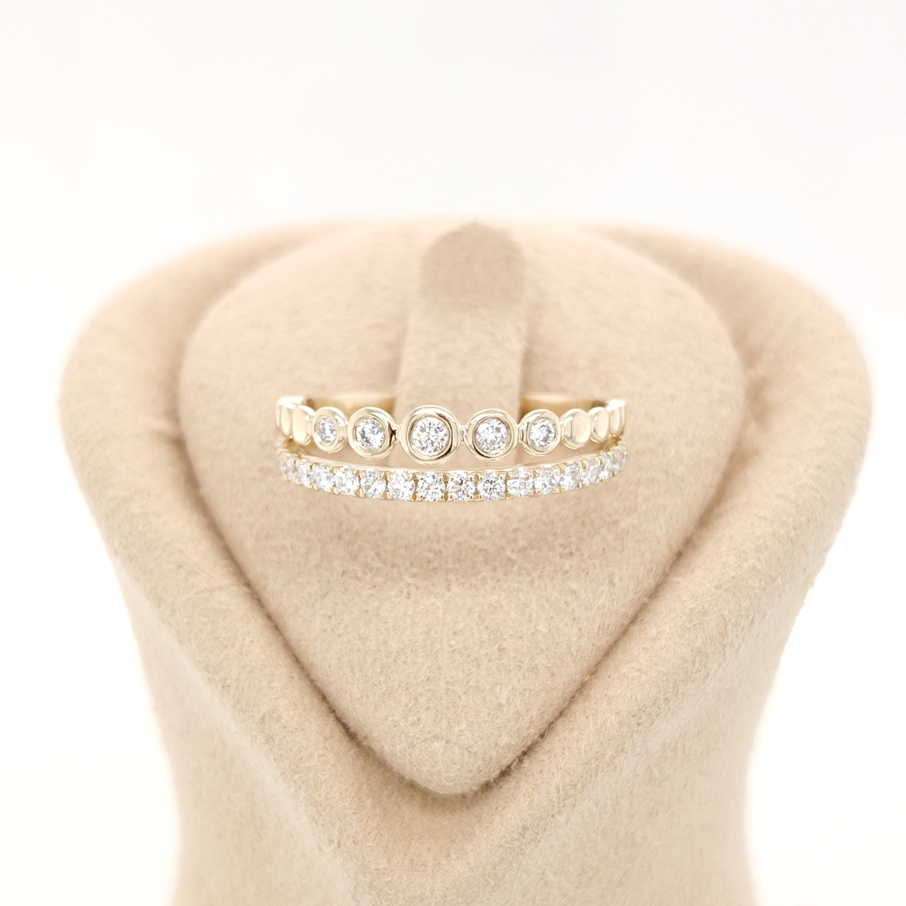 Double Row Bezel & Pavé Diamond Ring
