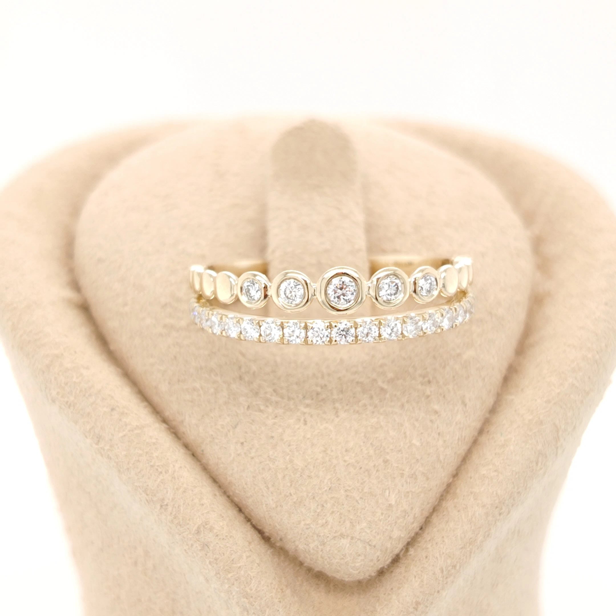 Double Row Bezel & Pavé Diamond Ring