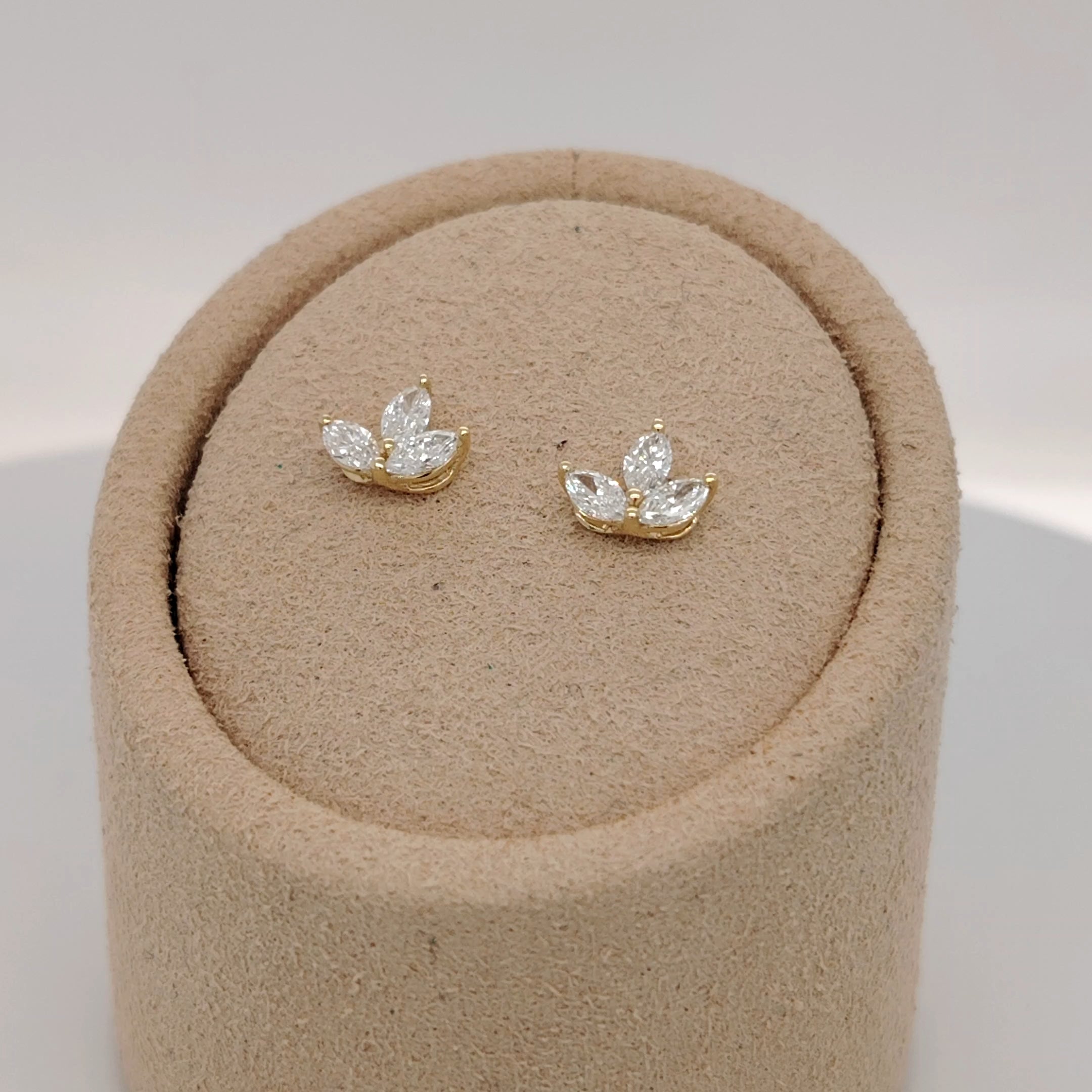 Lotus Marquise Diamond Stud Earrings