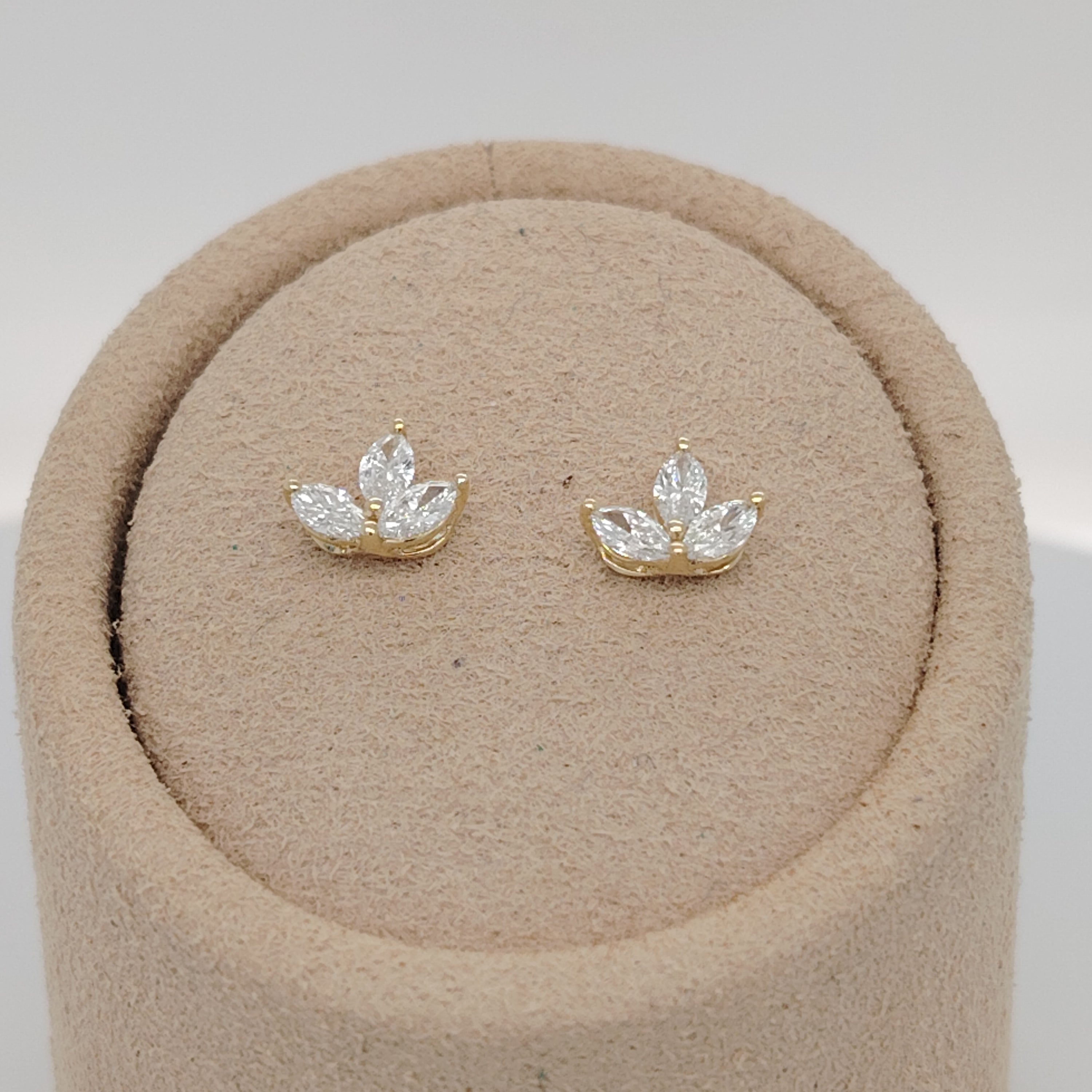 Lotus Marquise Diamond Stud Earrings