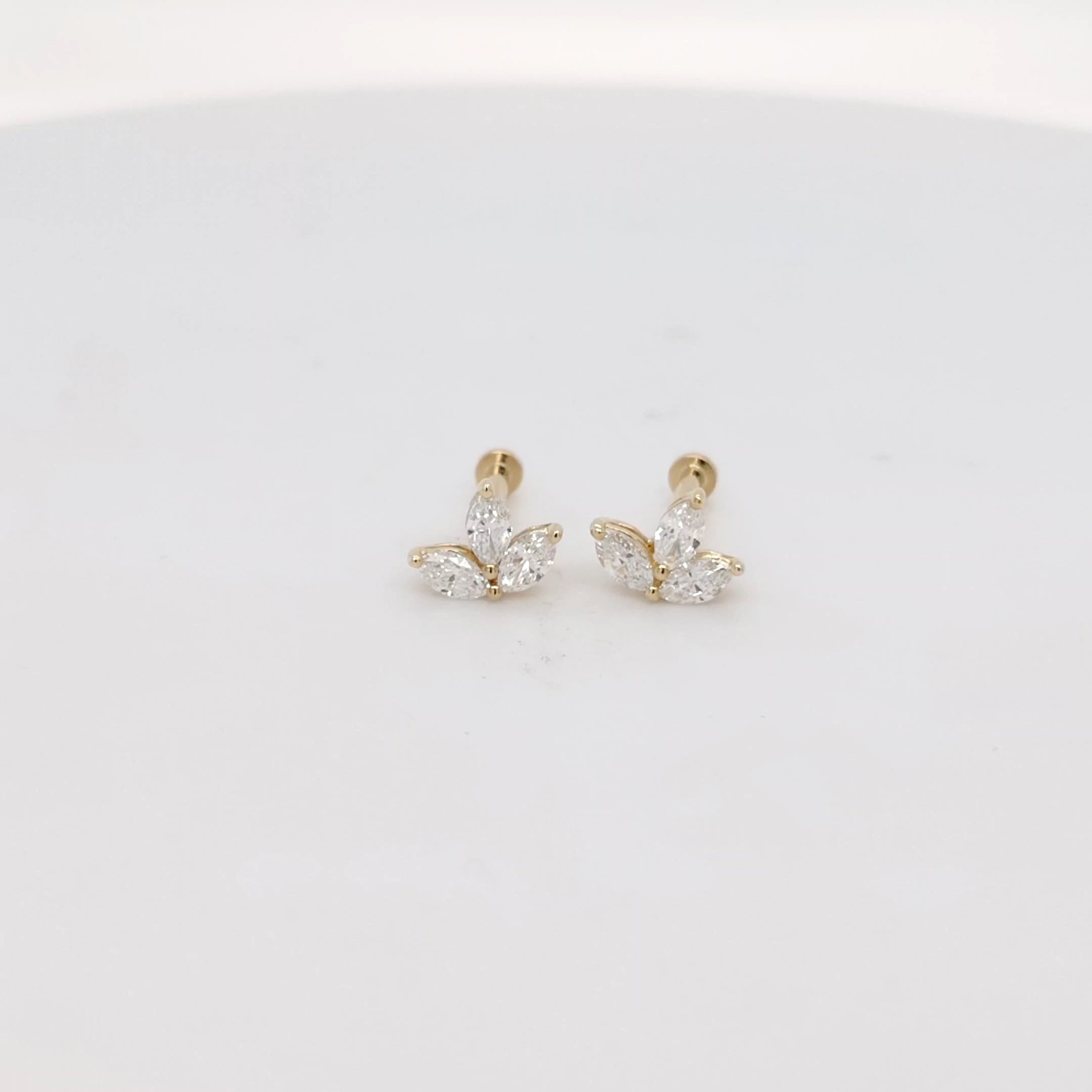 Lotus Marquise Diamond Stud Earrings