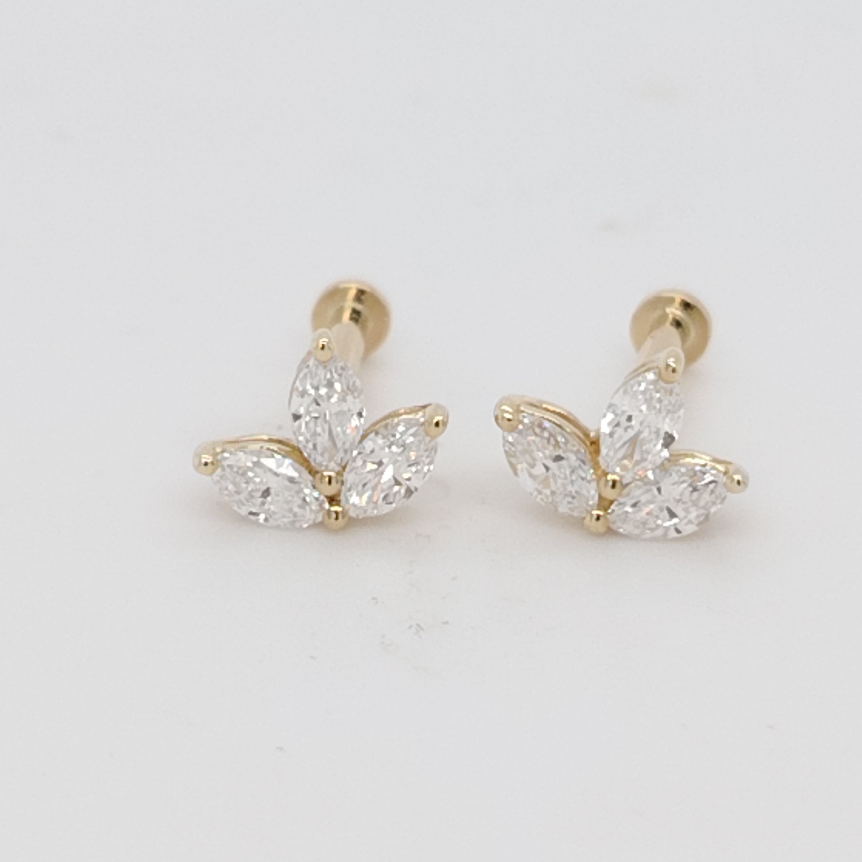 Lotus Marquise Diamond Stud Earrings