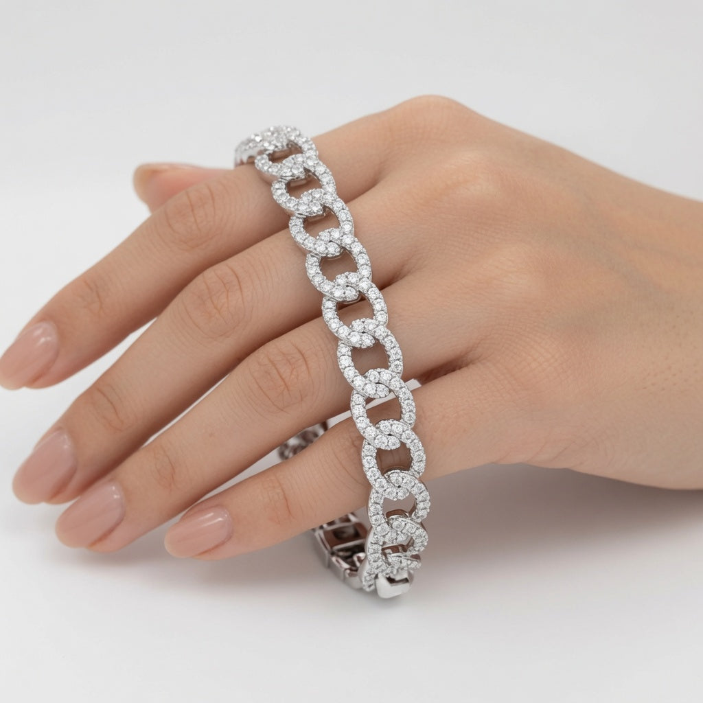 Pavé Diamond Chain Link Bangle