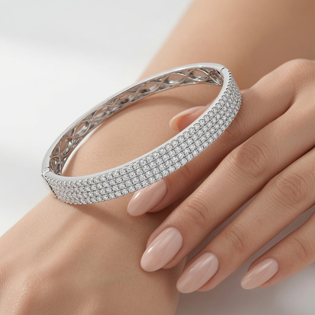 Multi-Row Pavé Diamond Bangle Bracelet