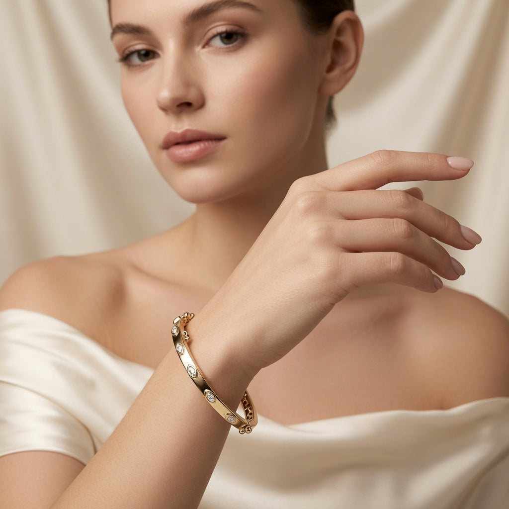 Elegant Marquise Hinged Bangle