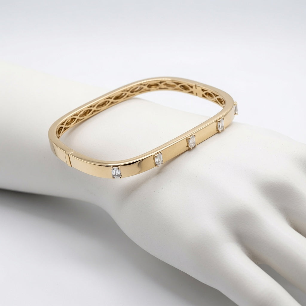 Square Diamond Bangle Bracelet