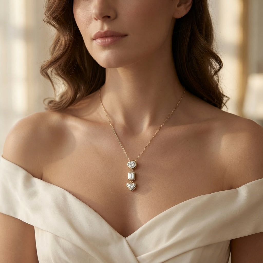 Celestial Trio Bezel Diamond Pendant