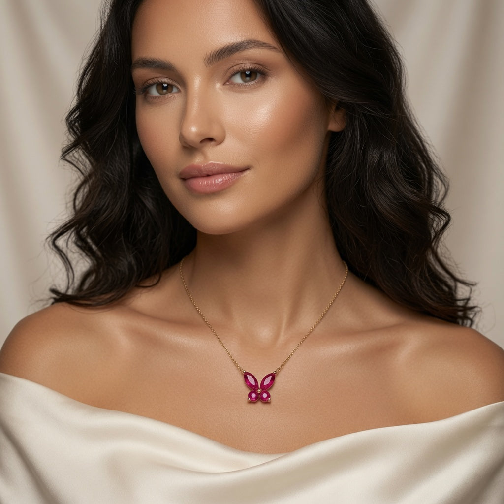 Butterfly Bliss Necklace with Ruby