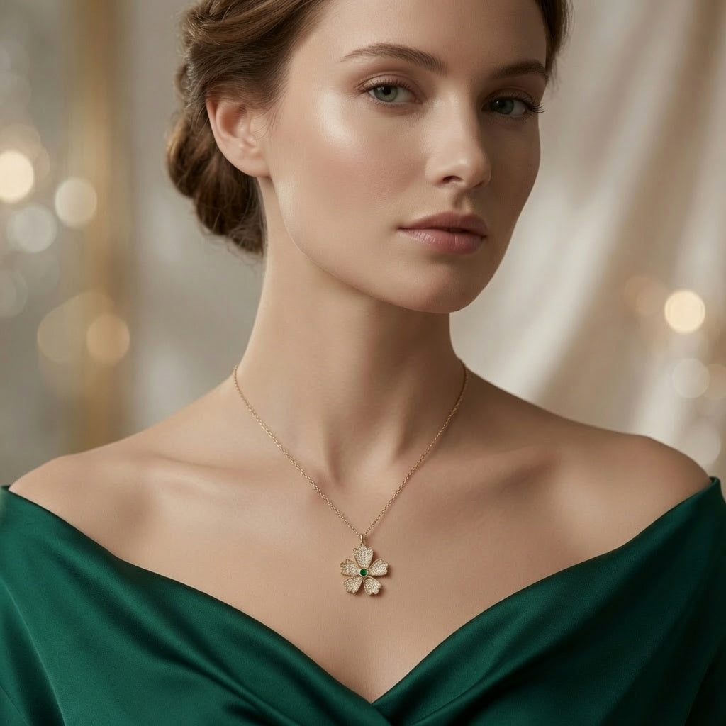 Emerald Bloom Diamond Pendant