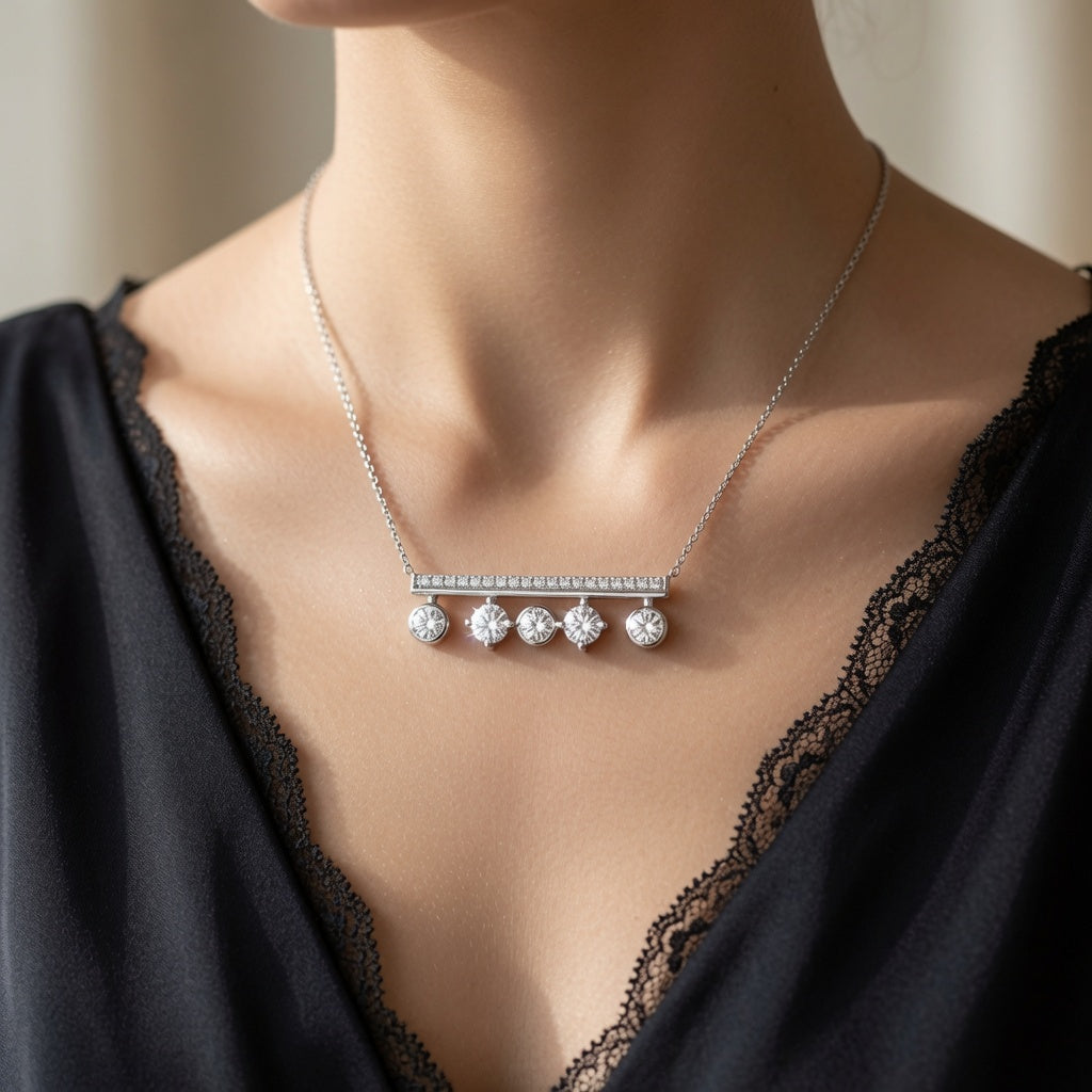 Diamond Fringe Bar Necklace