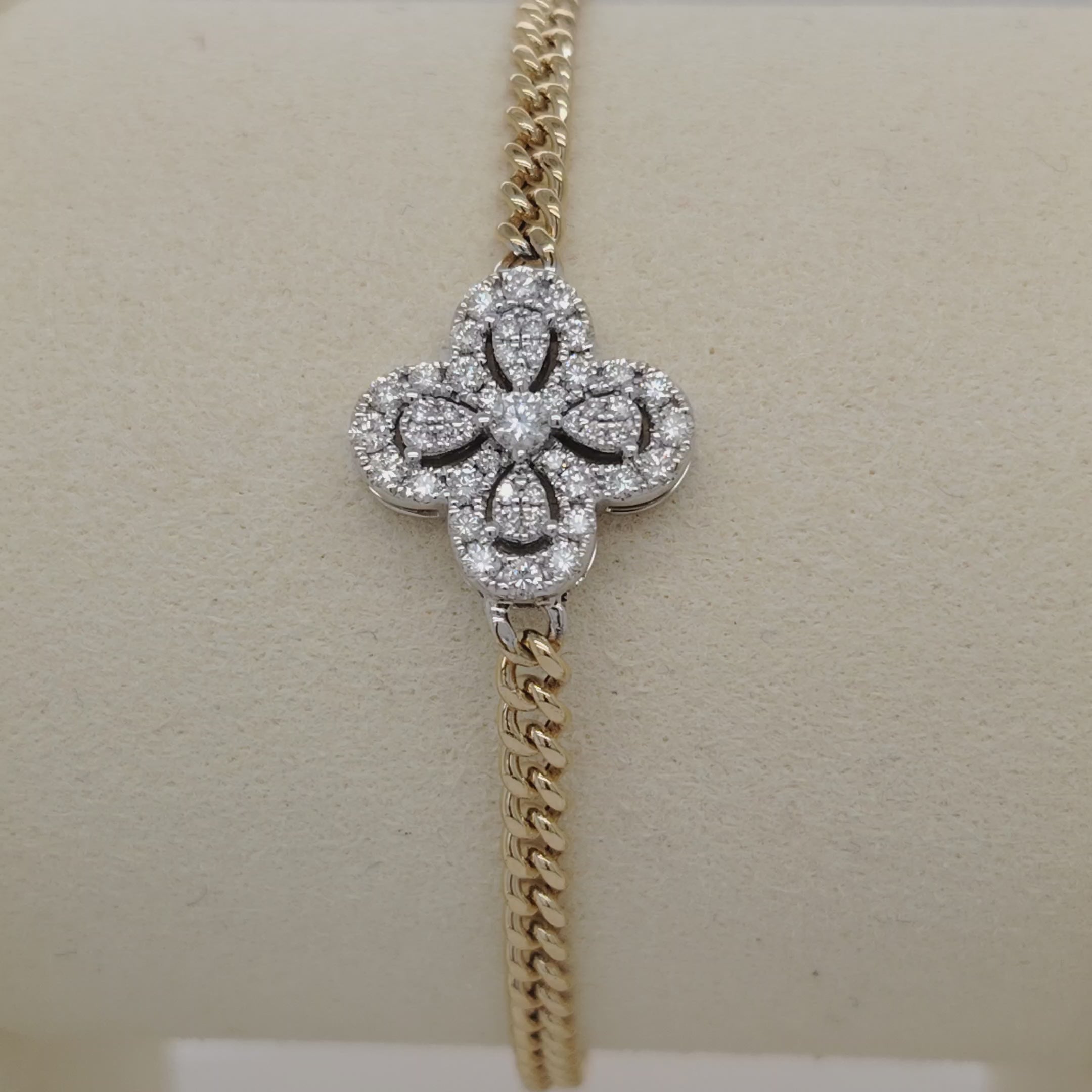 Two-Tone Diamond Quatrefoil Bracelet