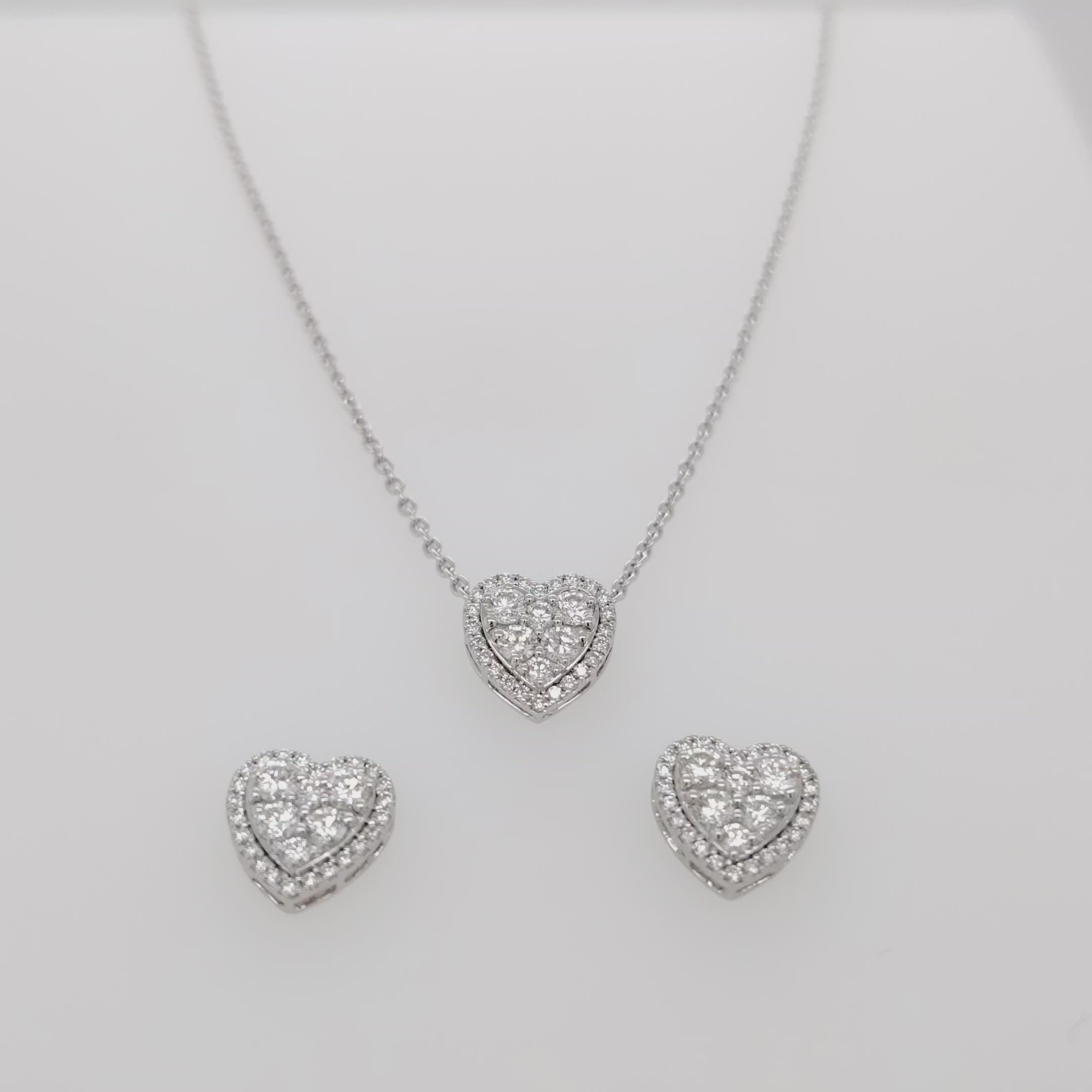 18K White Gold Pavé Heart Necklace