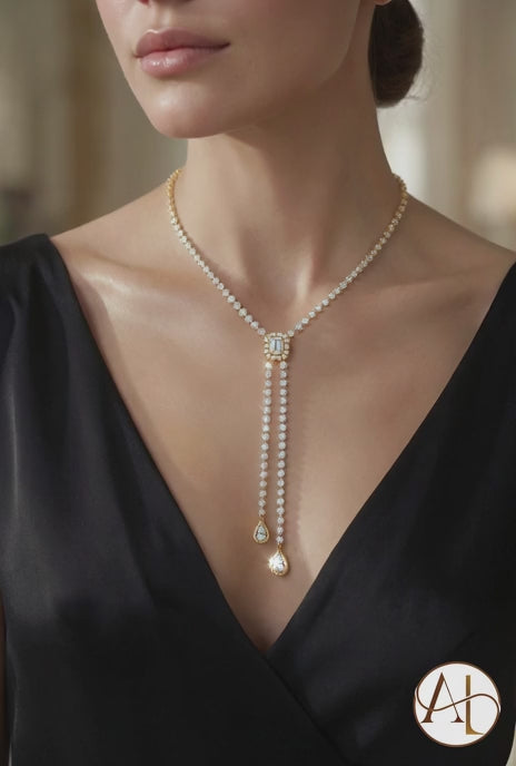 Diamond Drop Lariat Necklace