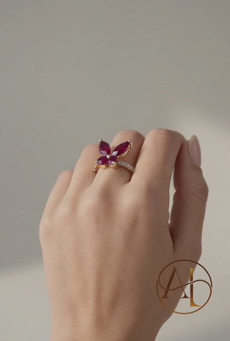 Butterfly Bliss Ring with Ruby