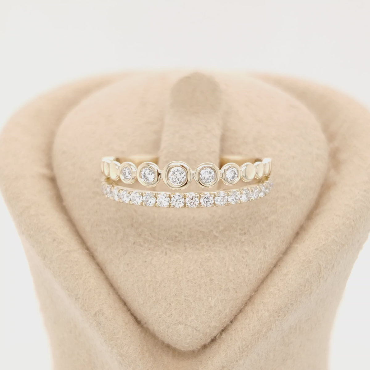 Double Row Bezel & Pavé Diamond Ring