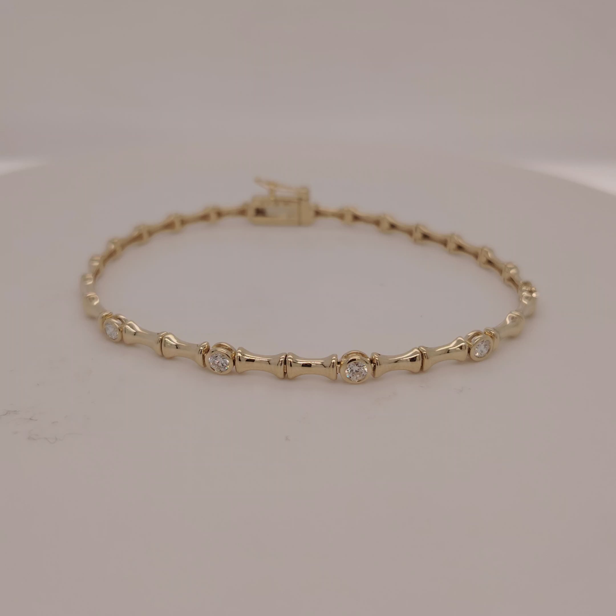Bezel-Set Diamond Bracelet with Bamboo Chain