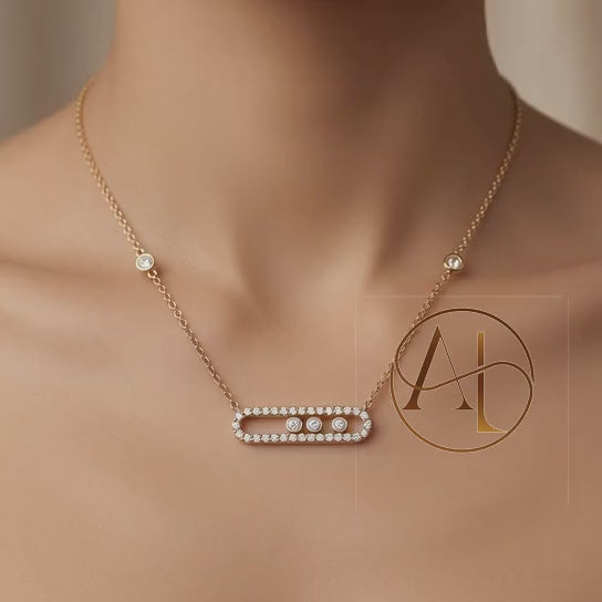 Floating Diamond Bar Necklace