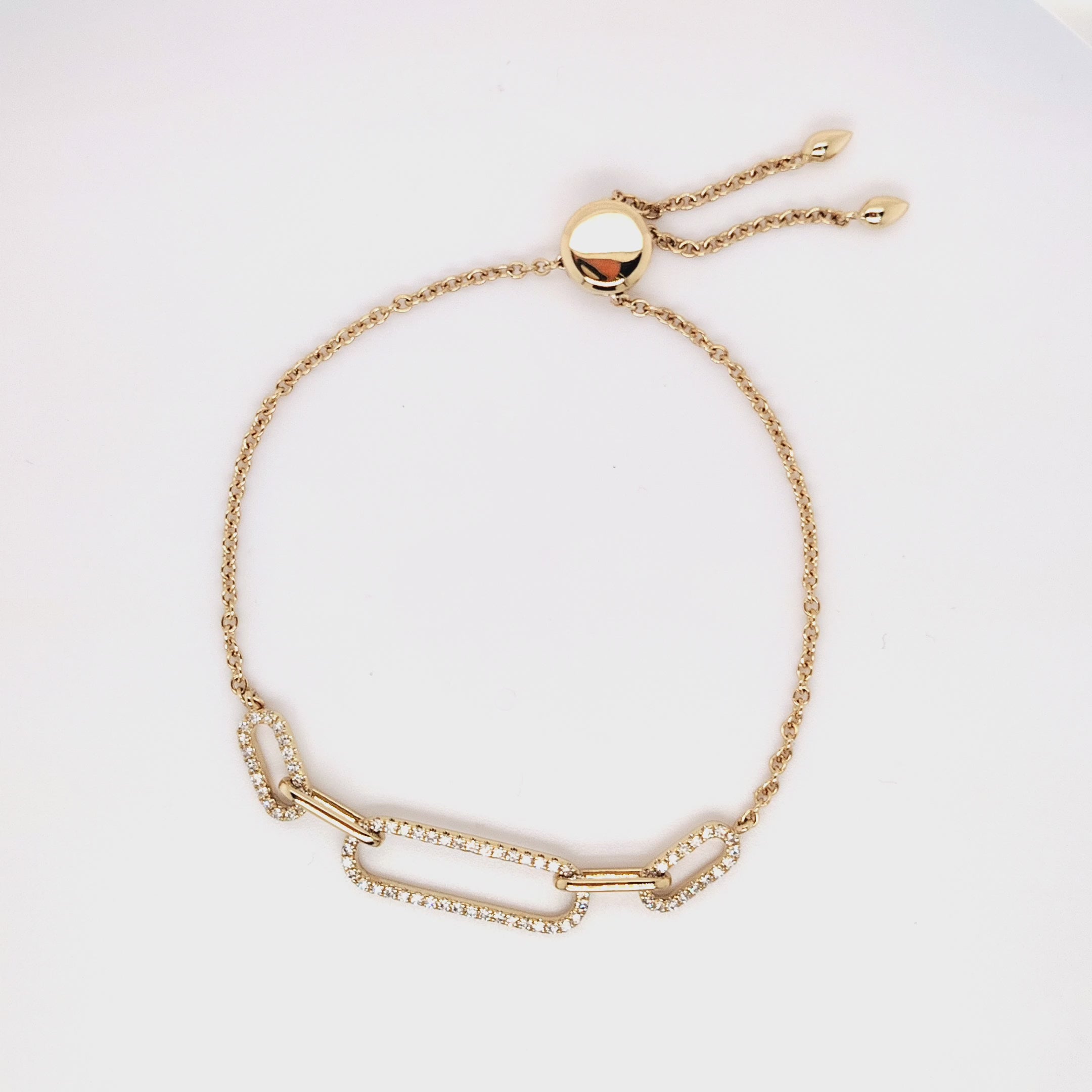 Pavé Diamond Paperclip Link Bracelet - Adjustable