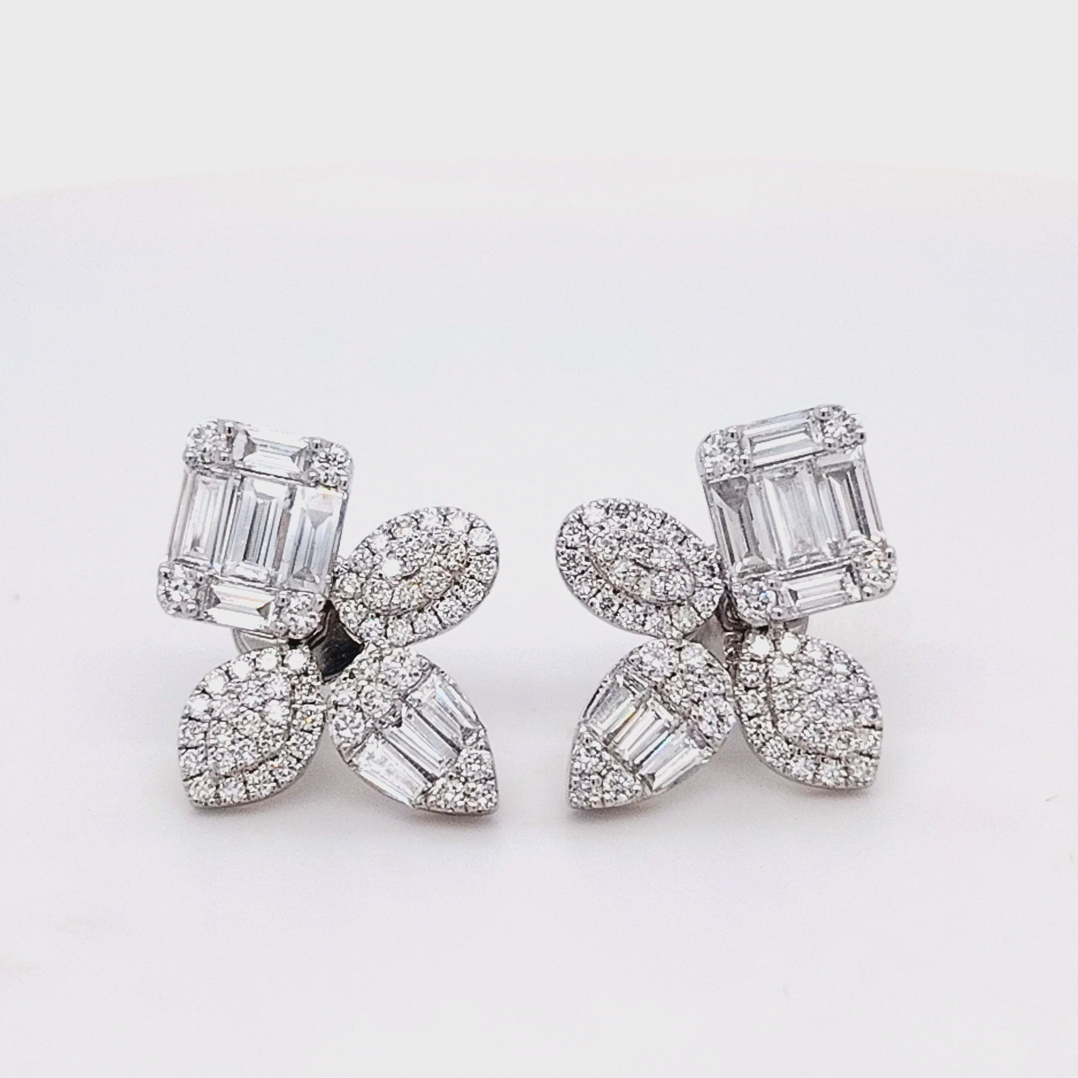 Baguette Blossom Diamond Stud Earrings