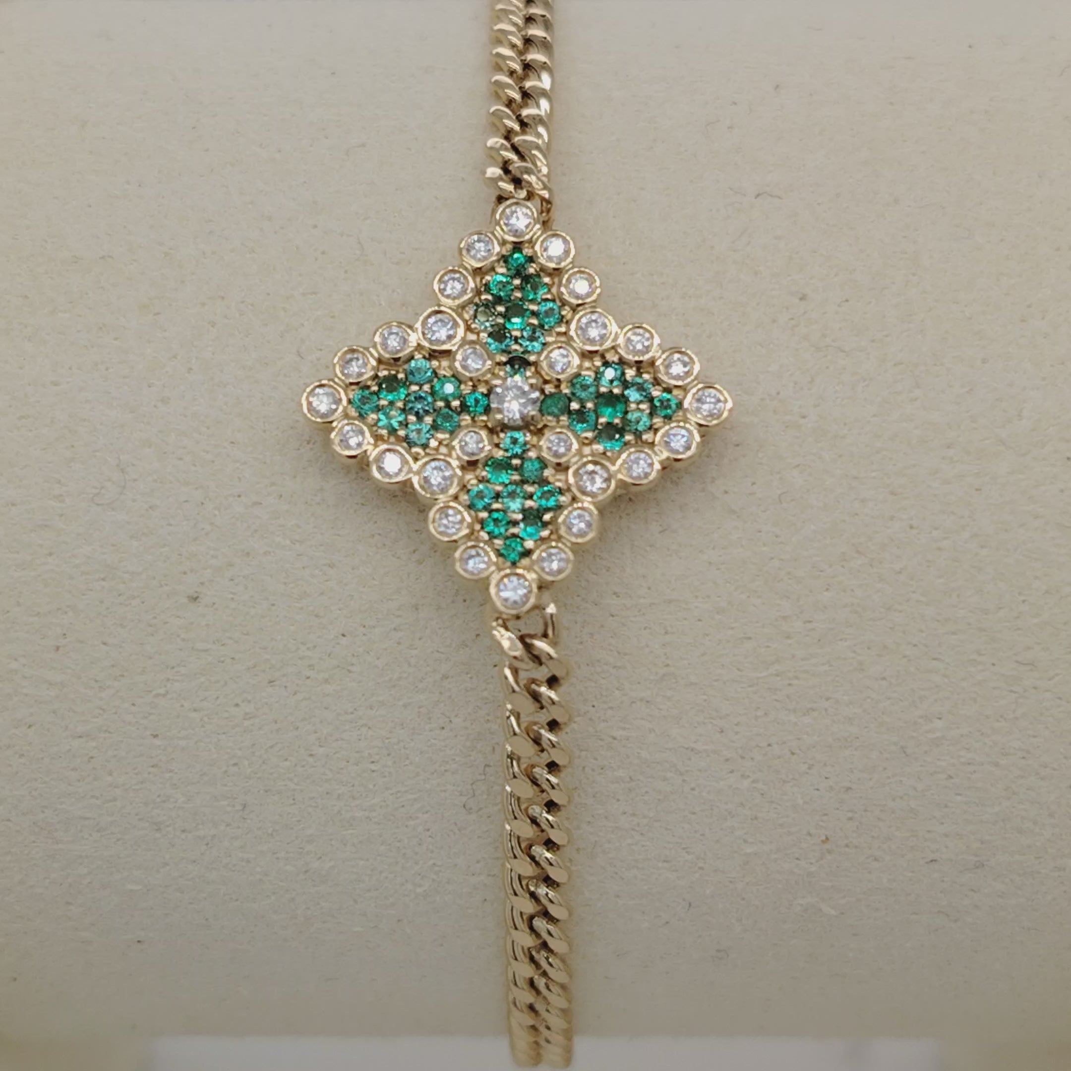Emerald Cluster Diamond Halo Bracelet