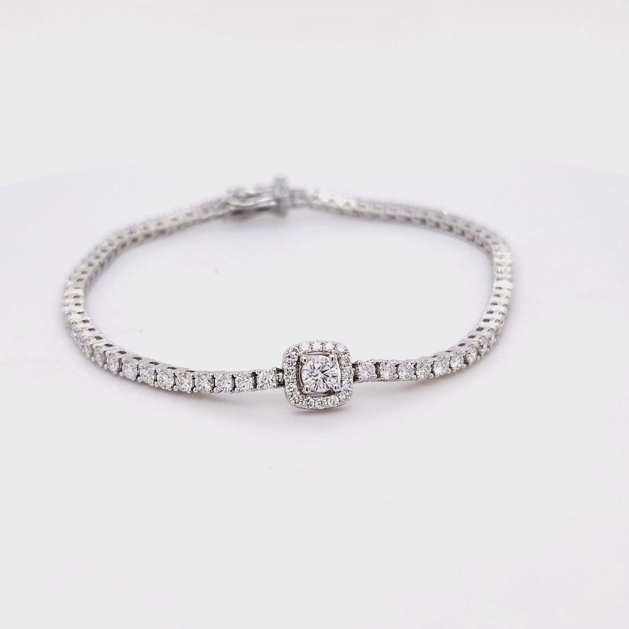 Solitaire Halo Tennis Bracelet