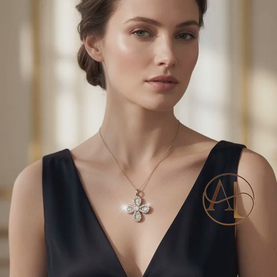 Baguette Clover Diamond Pendant
