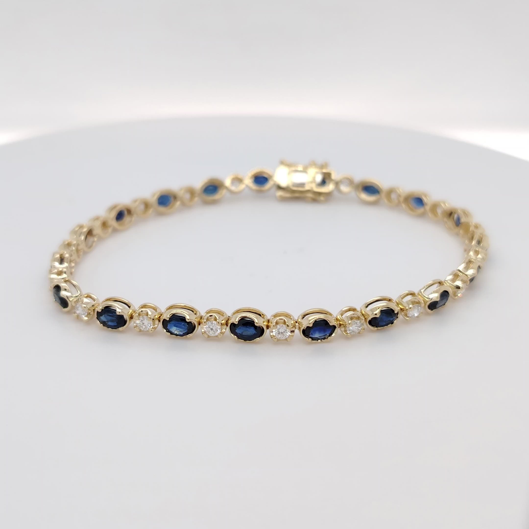 Oval Sapphire & Diamond Tennis Bracelet in 18K Yellow Gold