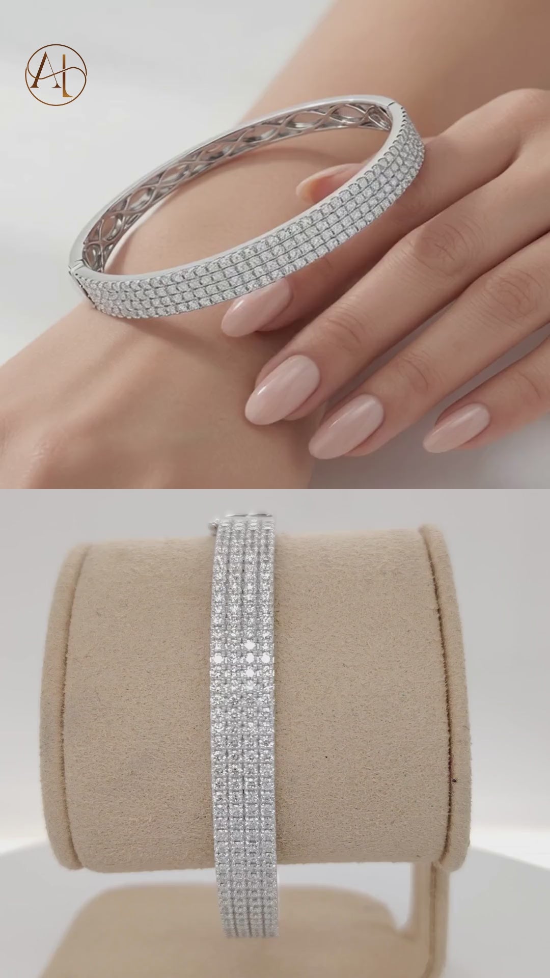 Multi-Row Pavé Diamond Bangle Bracelet