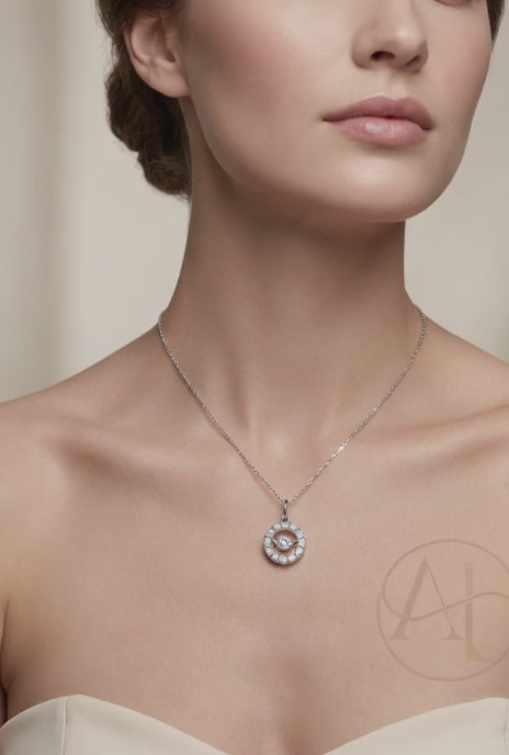 Dancing Diamond Halo Pendant