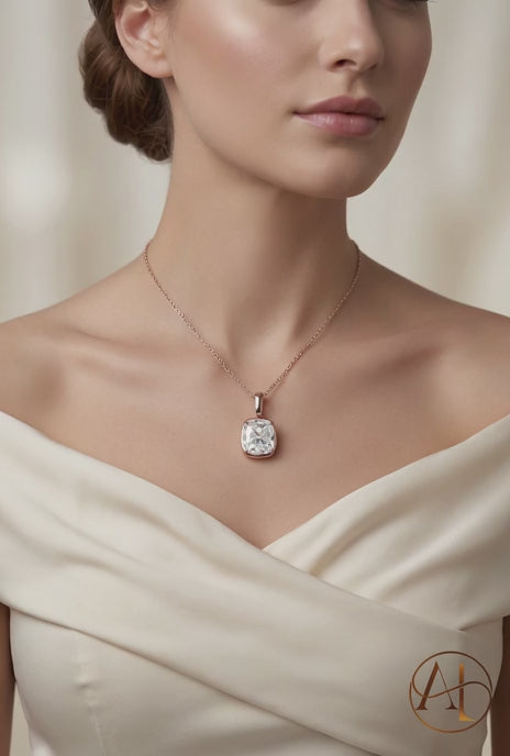 Bezel Cushion Diamond Pendant