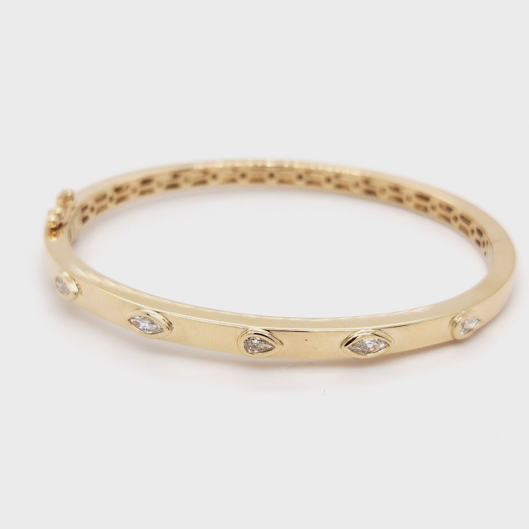 Elegant Marquise Hinged Bangle