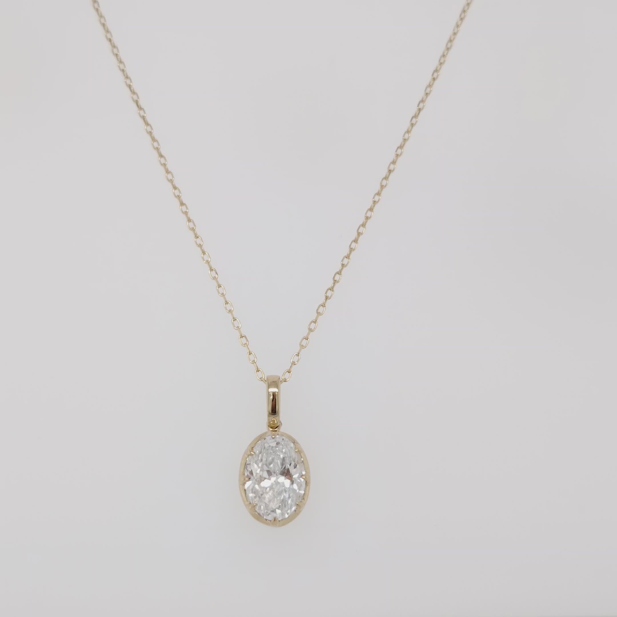 Oval Solitaire Diamond Pendant