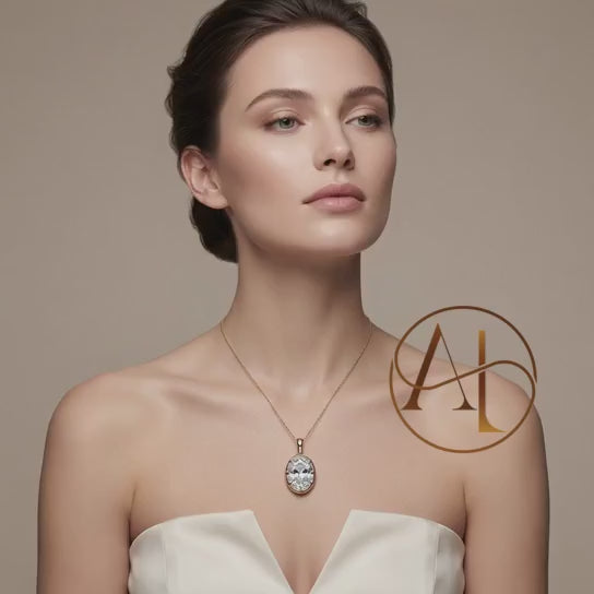 Oval Solitaire Diamond Pendant