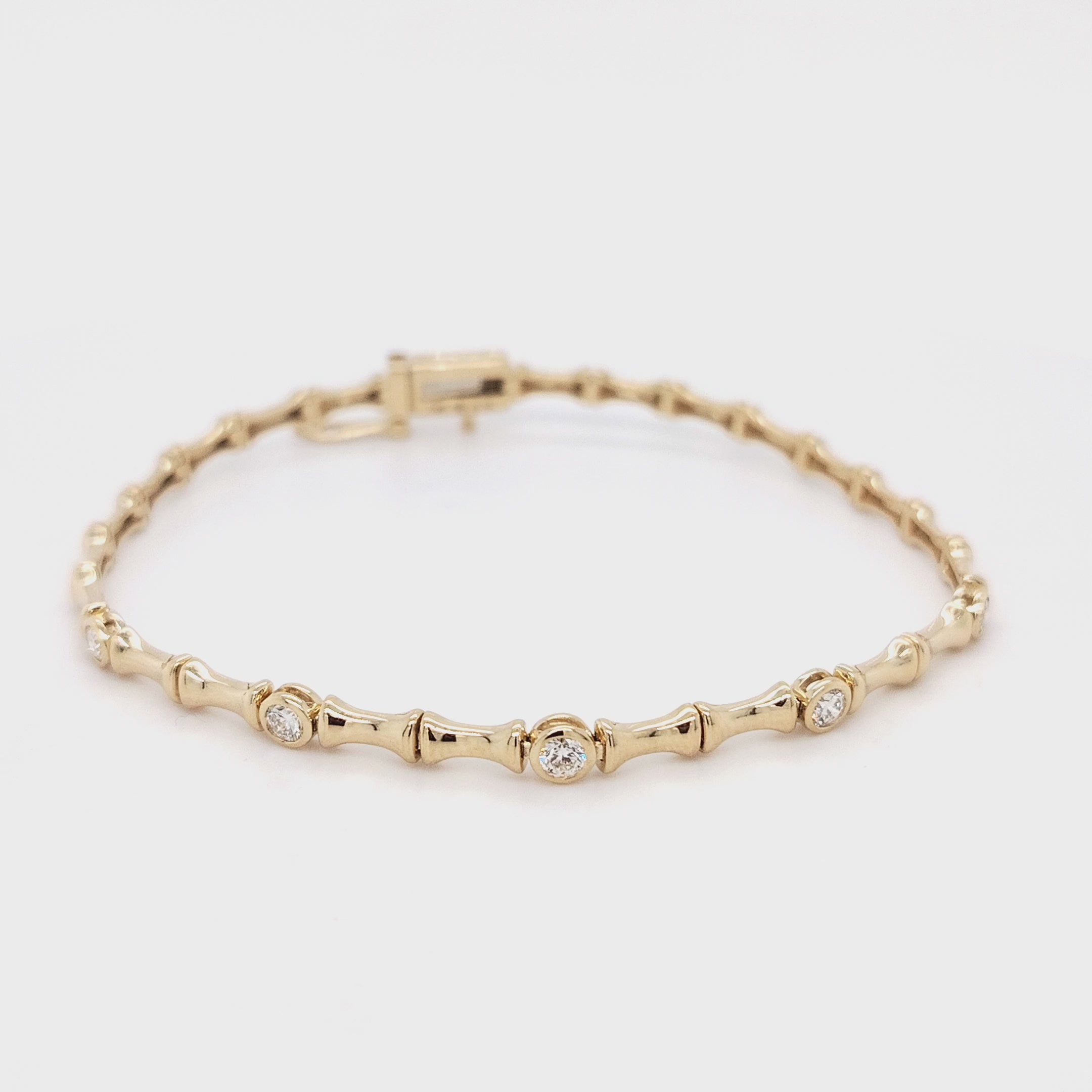 Bezel-Set Diamond Bracelet with Bamboo Chain