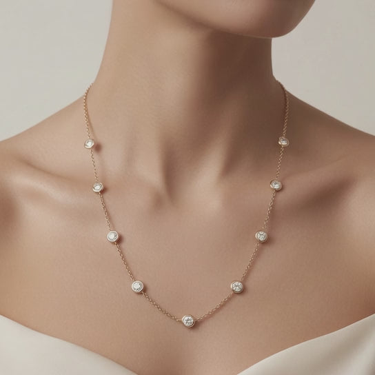 Bezel Diamond Station Necklace