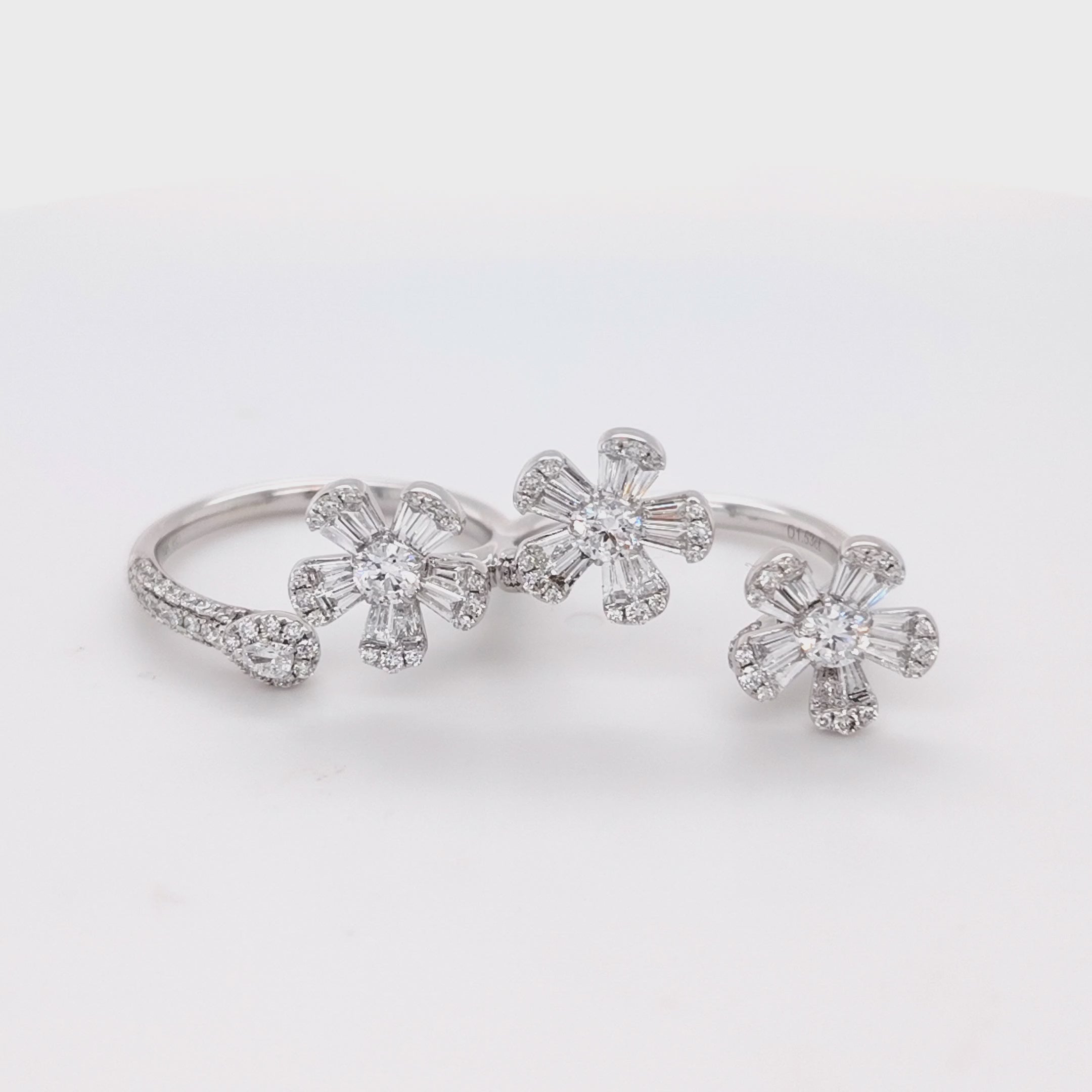Triple-Flower Diamond Ring