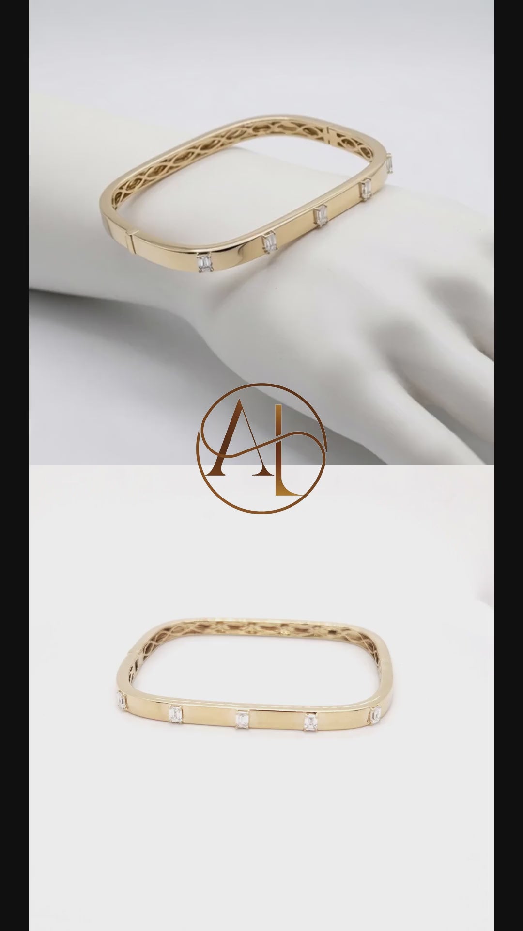 Square Diamond Bangle Bracelet