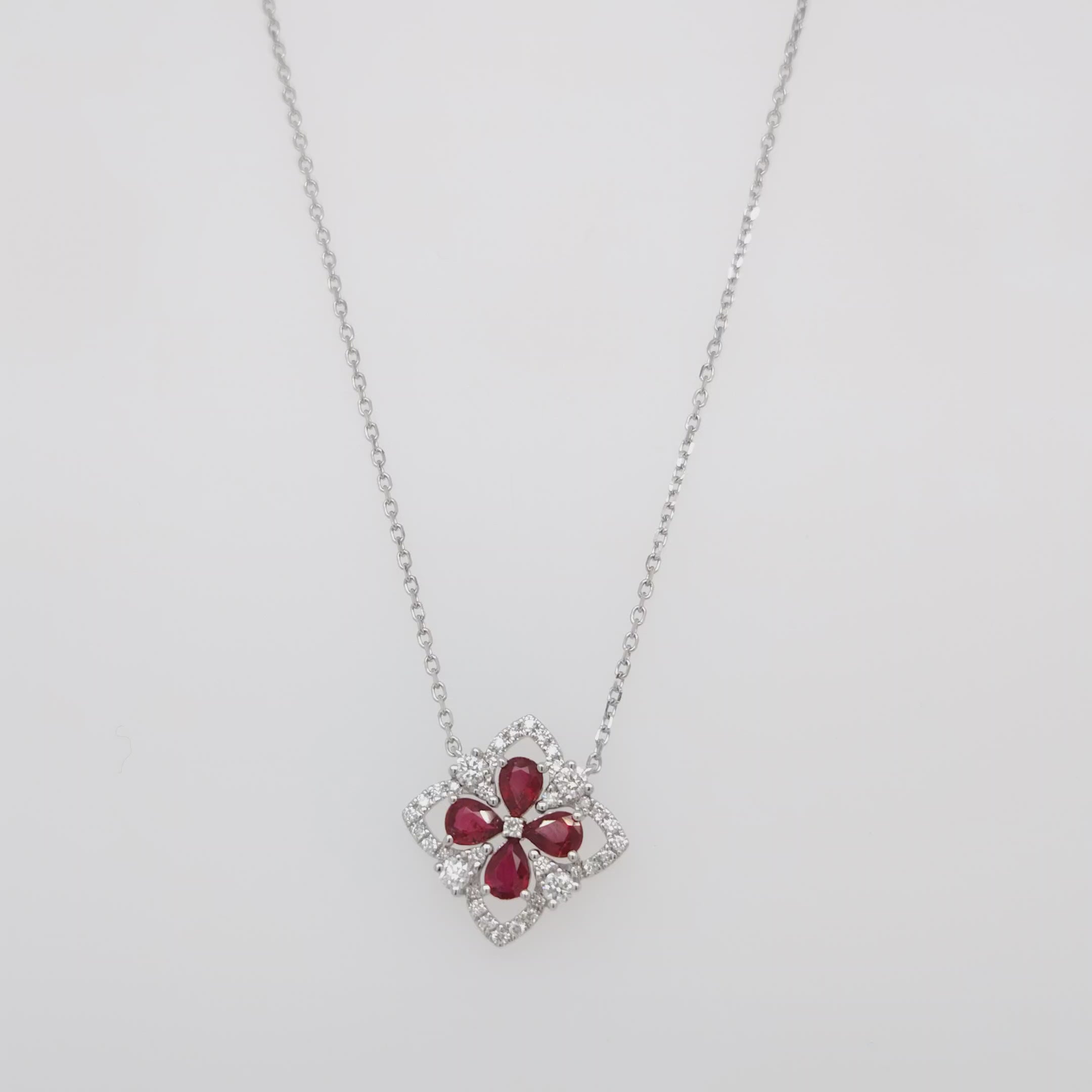 Ruby Quatrefoil Diamond Pendant