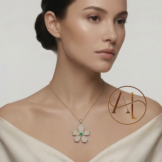 Emerald Bloom Diamond Pendant