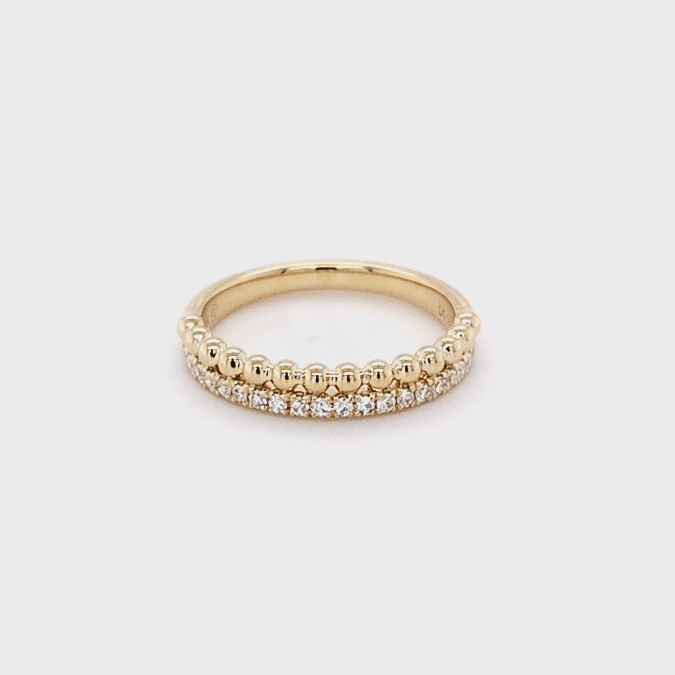 Beaded Diamond Double Row Ring