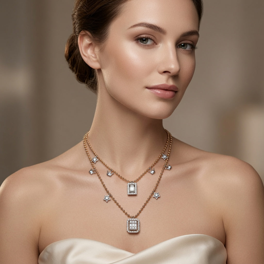 Exquisite Double Charm with Star Necklace