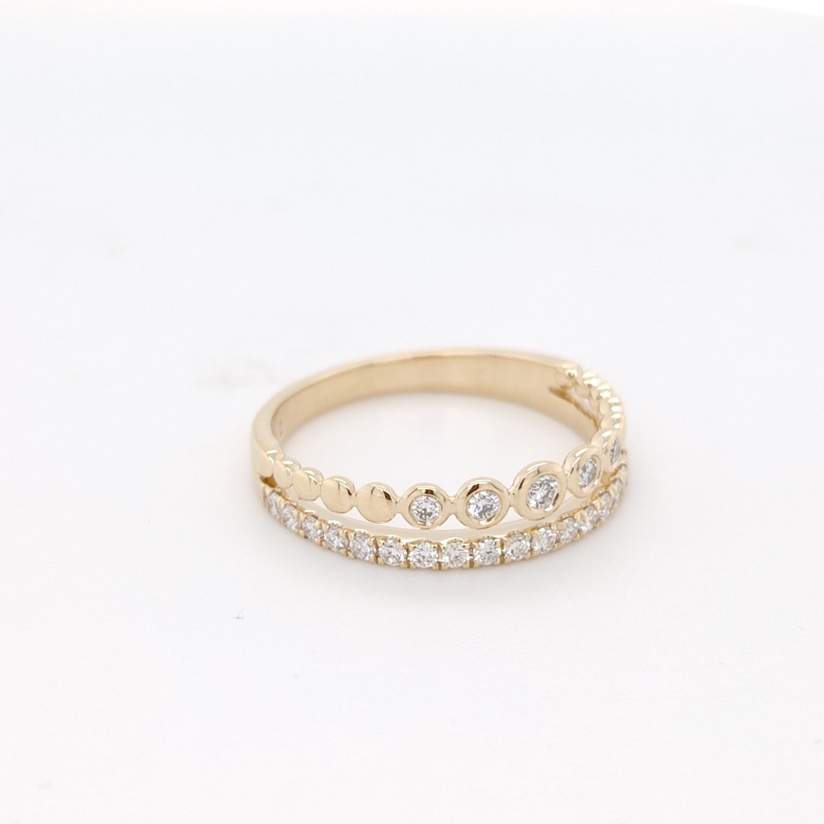 Double Row Bezel & Pavé Diamond Ring